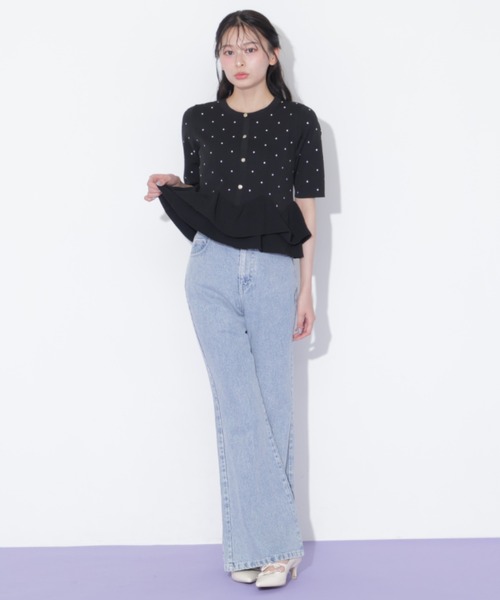 JILL by JILL STUART(ジルバイジルスチュアート)の「フリルペプラムニット(ニット/セーター・レディース・ホワイト/ブラック系その他/ネイビー・FREE)」の12枚目の写真