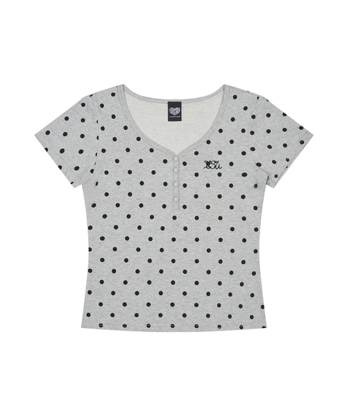 LUVISTRUE(ラヴイズトゥルー)の「BASIC ILOVEU SHORT DOT SLEEVE TEE(GRAY)(Tシャツ/カットソー・レディース・その他・FREE)」の1枚目の写真