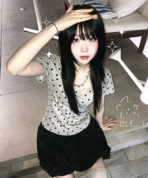 LUVISTRUE(ラヴイズトゥルー)の「BASIC ILOVEU SHORT DOT SLEEVE TEE(GRAY)(Tシャツ/カットソー・レディース・その他・FREE)」の5枚目の写真