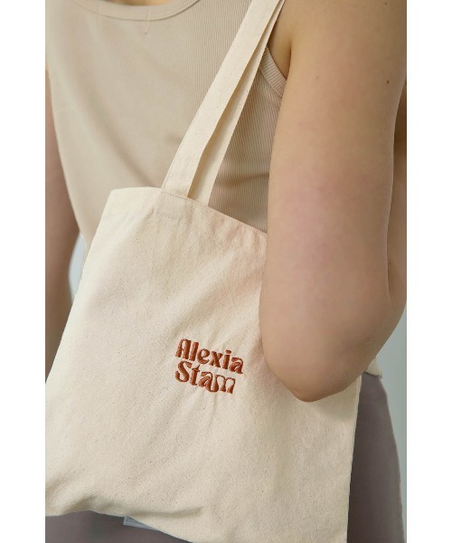 ALEXIA STAM（アリシアスタン）の「Embroidered Logo Tote Bag /ロゴ刺繍トートバッグ（トートバッグ・レディース・テラコッタ/カーキ/ホワイト/パープル/ピンク・FREE）」の7枚目の写真