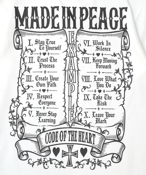 EXAMPLE（エグザンプル）の「EXAMPLE MADE IN PEACE S/S TEE（Tシャツ/カットソー・メンズ・ホワイト/チャコール・XXL/XL/L/M）」の8枚目の写真