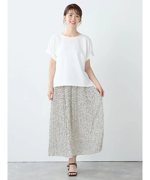 Perfect Suit FActory(パーフェクトスーツファクトリー)の「プレーティング天竺 タックTシャツ(Tシャツ/カットソー・レディース・ブラック/ホワイト・M/L)」の4枚目の写真