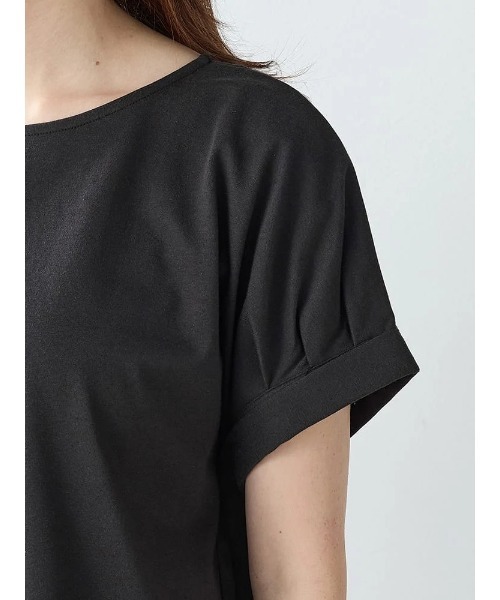 Perfect Suit FActory(パーフェクトスーツファクトリー)の「プレーティング天竺 タックTシャツ(Tシャツ/カットソー・レディース・ブラック/ホワイト・M/L)」の9枚目の写真