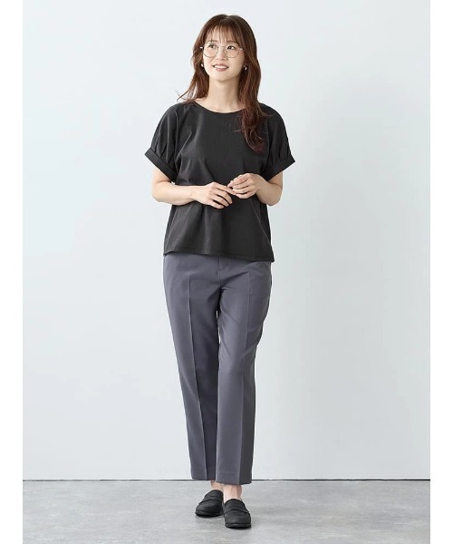 Perfect Suit FActory(パーフェクトスーツファクトリー)の「プレーティング天竺 タックTシャツ(Tシャツ/カットソー・レディース・ブラック/ホワイト・M/L)」の11枚目の写真