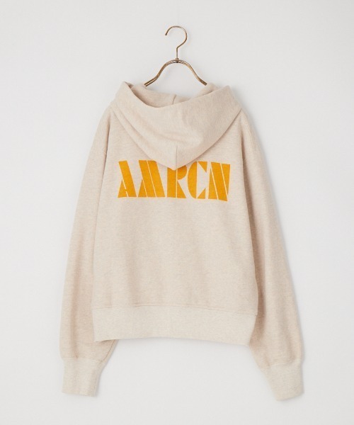 AMERICANA（アメリカーナ）の「【WEB先行予約】[Americana/アメリカーナ] 別注 AMRCN バックプリント ジップフードパーカー（パーカー・レディース・ネイビー/レッド/オートミール・ONESIZE）」の5枚目の写真