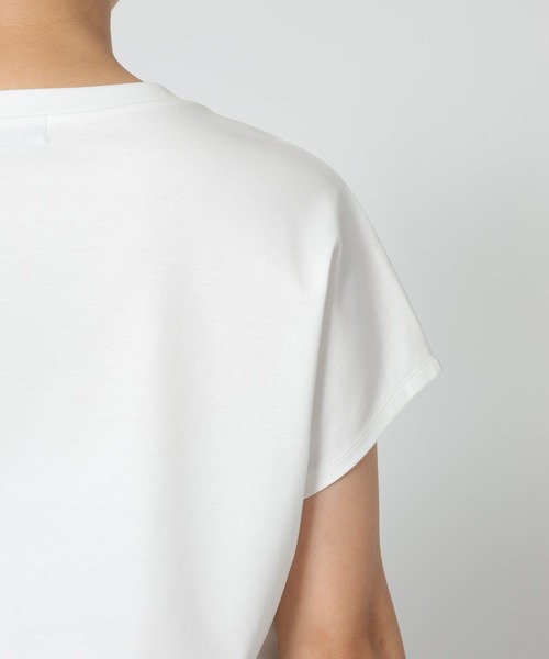 BARNYARDSTORM（バンヤードストーム）の「BARNYARDSTORM / ブラウスライクドレーププルオーバー / 接触冷感【Oggiコラボ】（Tシャツ/カットソー・レディース・グレー系その他/ホワイト/ブラック・S/M）」の6枚目の写真