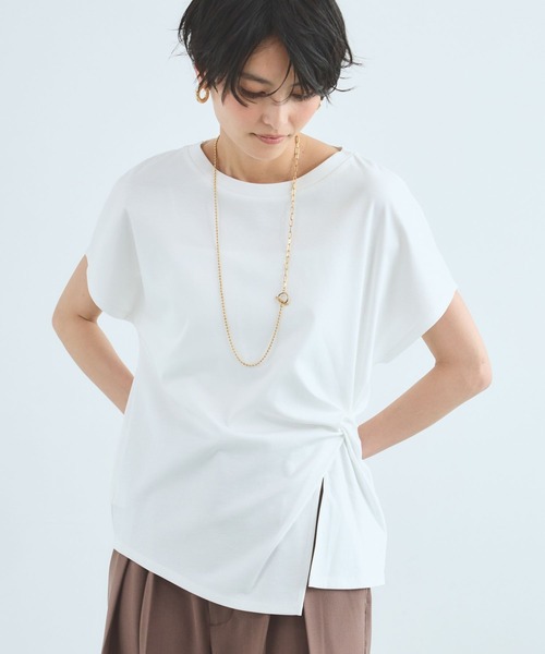 BARNYARDSTORM（バンヤードストーム）の「BARNYARDSTORM / ブラウスライクドレーププルオーバー / 接触冷感【Oggiコラボ】（Tシャツ/カットソー・レディース・グレー系その他/ホワイト/ブラック・S/M）」の12枚目の写真