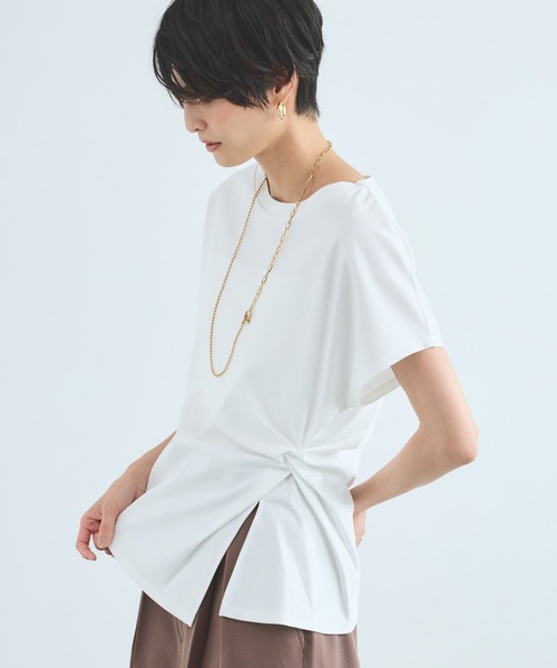 BARNYARDSTORM（バンヤードストーム）の「BARNYARDSTORM / ブラウスライクドレーププルオーバー / 接触冷感【Oggiコラボ】（Tシャツ/カットソー・レディース・グレー系その他/ホワイト/ブラック・S/M）」の13枚目の写真
