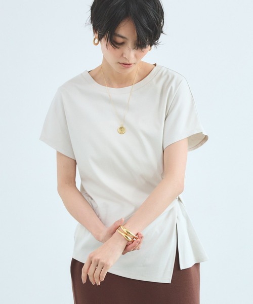 BARNYARDSTORM（バンヤードストーム）の「BARNYARDSTORM / ブラウスライクドレーププルオーバー / 接触冷感【Oggiコラボ】（Tシャツ/カットソー・レディース・グレー系その他/ホワイト/ブラック・S/M）」の15枚目の写真
