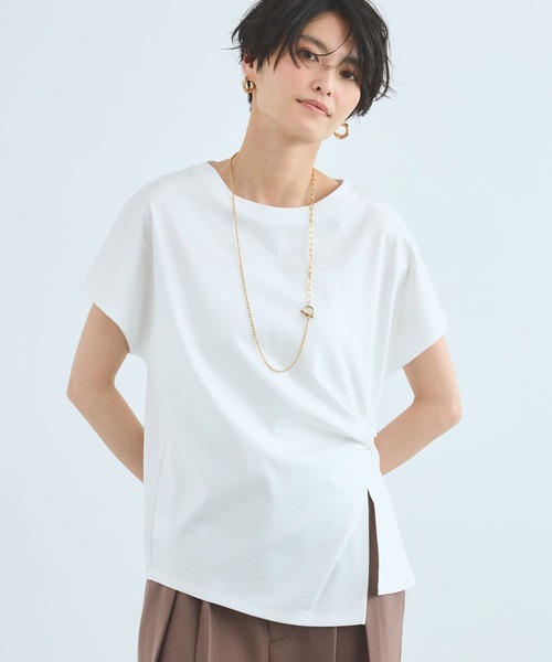 BARNYARDSTORM（バンヤードストーム）の「BARNYARDSTORM / ブラウスライクドレーププルオーバー / 接触冷感【Oggiコラボ】（Tシャツ/カットソー・レディース・グレー系その他/ホワイト/ブラック・S/M）」の22枚目の写真
