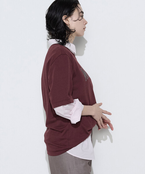 COMME CA Wardrobe(コムサワードローブ)の「〔 +サイズ 〕 ヴィンテージプレーティング天竺 ロゴプリントTシャツ(Tシャツ/カットソー・レディース・ブルー/ホワイト/ボルドー・13号)」の16枚目の写真