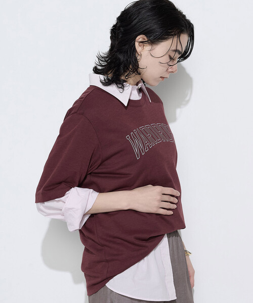 COMME CA Wardrobe(コムサワードローブ)の「〔 +サイズ 〕 ヴィンテージプレーティング天竺 ロゴプリントTシャツ(Tシャツ/カットソー・レディース・ブルー/ホワイト/ボルドー・13号)」の17枚目の写真