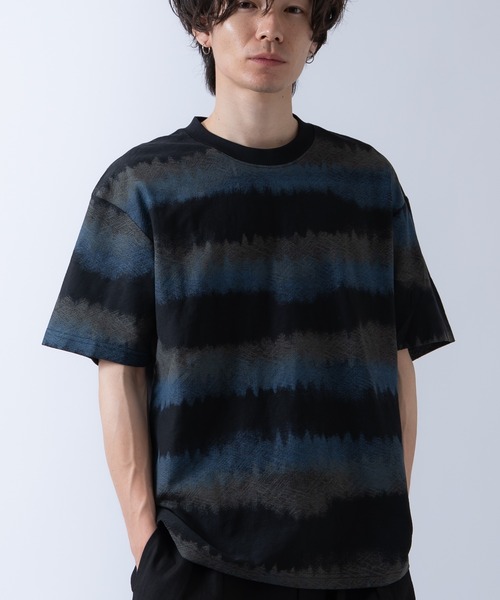 Crownor（クラウノアー）の「グラデーションボーダー 半袖 Tシャツ（Tシャツ/カットソー・メンズ・ブラック/グレー/カーキ・LARGE/MEDIUM）」の16枚目の写真