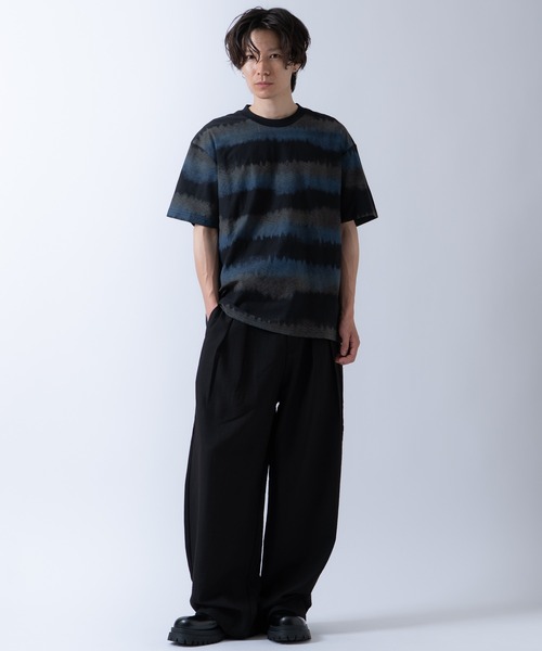 Crownor（クラウノアー）の「グラデーションボーダー 半袖 Tシャツ（Tシャツ/カットソー・メンズ・ブラック/グレー/カーキ・LARGE/MEDIUM）」の12枚目の写真
