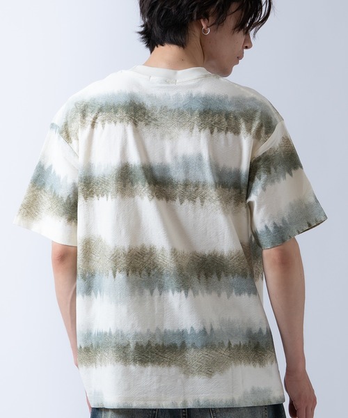 Crownor（クラウノアー）の「グラデーションボーダー 半袖 Tシャツ（Tシャツ/カットソー・メンズ・ブラック/グレー/カーキ・LARGE/MEDIUM）」の7枚目の写真