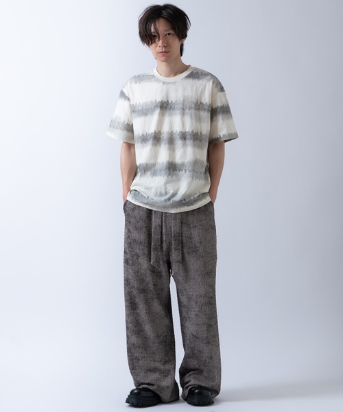 Crownor（クラウノアー）の「グラデーションボーダー 半袖 Tシャツ（Tシャツ/カットソー・メンズ・ブラック/グレー/カーキ・LARGE/MEDIUM）」の4枚目の写真
