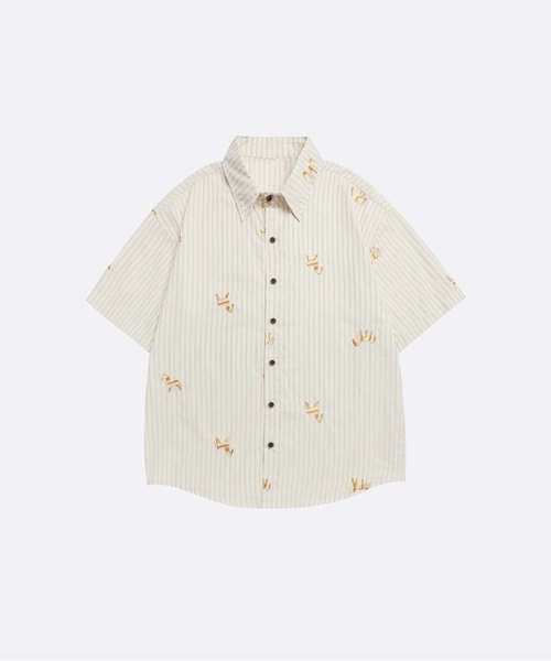Animal Embroidery Stripe Shirt
