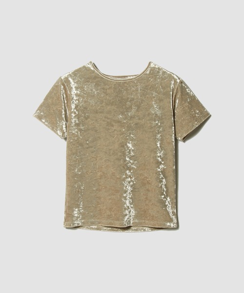 ESTNATION(エストネーション)の「ESTNATION / ベロアミニTシャツ(Tシャツ/カットソー・レディース・ベージュ/ネイビー・FREE)」の2枚目の写真