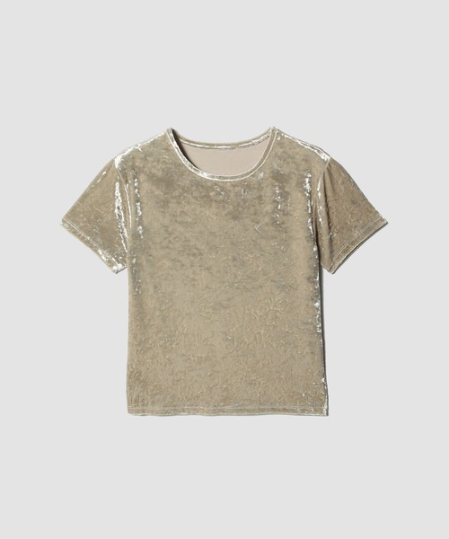 ESTNATION(エストネーション)の「ESTNATION / ベロアミニTシャツ(Tシャツ/カットソー・レディース・ベージュ/ネイビー・FREE)」の6枚目の写真