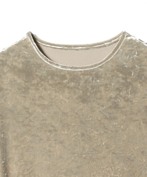 ESTNATION(エストネーション)の「ESTNATION / ベロアミニTシャツ(Tシャツ/カットソー・レディース・ベージュ/ネイビー・FREE)」の9枚目の写真