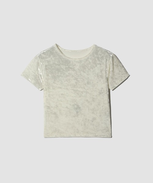 ESTNATION(エストネーション)の「ESTNATION / ベロアミニTシャツ(Tシャツ/カットソー・レディース・ベージュ/ネイビー・FREE)」の10枚目の写真