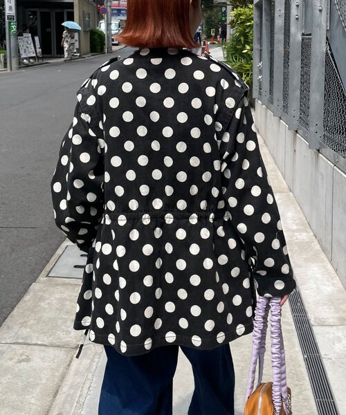 HELLO.SANFRANCISCO(ハローサンフランシスコ)の「【HELLO.SANFRANCISCO/ハローサンフランシスコ】マルチウェイドット柄ビックジャケット(ブルゾン・レディース・ブラック/ブラウン・ONE SIZE)」の22枚目の写真