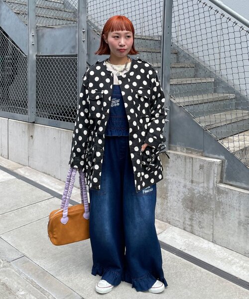 HELLO.SANFRANCISCO(ハローサンフランシスコ)の「【HELLO.SANFRANCISCO/ハローサンフランシスコ】マルチウェイドット柄ビックジャケット(ブルゾン・レディース・ブラック/ブラウン・ONE SIZE)」の21枚目の写真