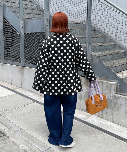 HELLO.SANFRANCISCO(ハローサンフランシスコ)の「【HELLO.SANFRANCISCO/ハローサンフランシスコ】マルチウェイドット柄ビックジャケット(ブルゾン・レディース・ブラック/ブラウン・ONE SIZE)」の19枚目の写真