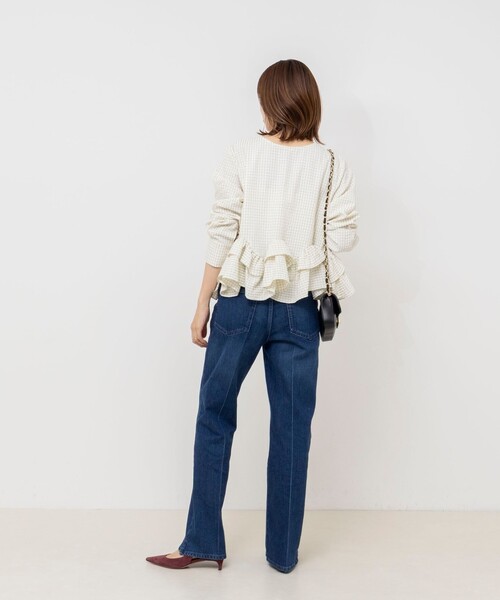 NOLLEY’S（ノーリーズ）の「【WEB限定】ウォッシャブル2WAYチェックペプラムフリルブラウス（シャツ/ブラウス・レディース・ブルー系その他6/ホワイト系その他2・38）」の9枚目の写真