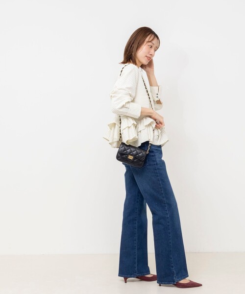 NOLLEY’S（ノーリーズ）の「【WEB限定】ウォッシャブル2WAYチェックペプラムフリルブラウス（シャツ/ブラウス・レディース・ブルー系その他6/ホワイト系その他2・38）」の10枚目の写真