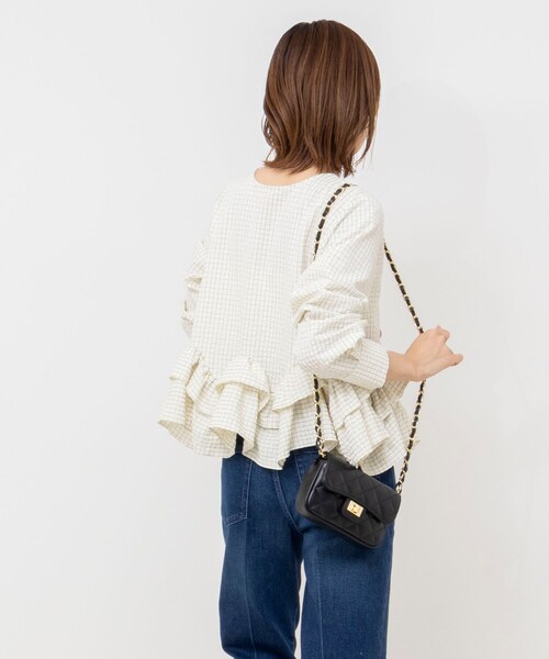 NOLLEY’S（ノーリーズ）の「【WEB限定】ウォッシャブル2WAYチェックペプラムフリルブラウス（シャツ/ブラウス・レディース・ブルー系その他6/ホワイト系その他2・38）」の15枚目の写真