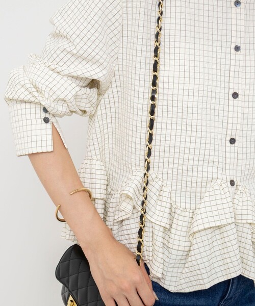 NOLLEY’S（ノーリーズ）の「【WEB限定】ウォッシャブル2WAYチェックペプラムフリルブラウス（シャツ/ブラウス・レディース・ブルー系その他6/ホワイト系その他2・38）」の16枚目の写真