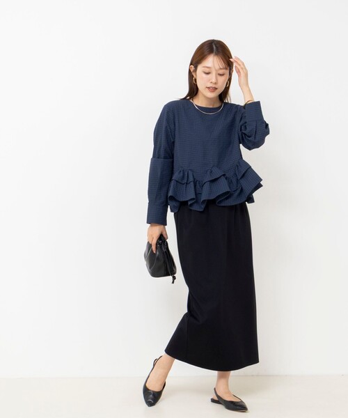 NOLLEY’S（ノーリーズ）の「【WEB限定】ウォッシャブル2WAYチェックペプラムフリルブラウス（シャツ/ブラウス・レディース・ブルー系その他6/ホワイト系その他2・38）」の19枚目の写真