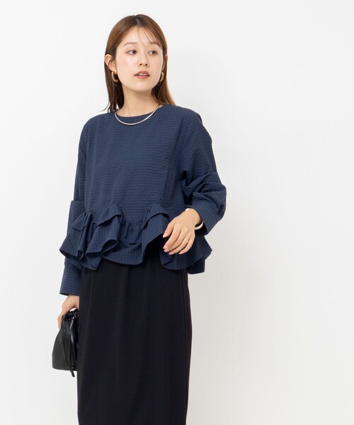 NOLLEY’S（ノーリーズ）の「【WEB限定】ウォッシャブル2WAYチェックペプラムフリルブラウス（シャツ/ブラウス・レディース・ブルー系その他6/ホワイト系その他2・38）」の20枚目の写真