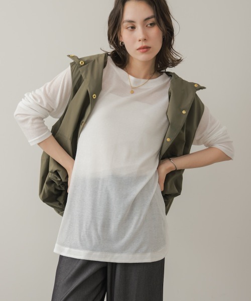 Bou Jeloud(ブージュルード)の「シアーカットプルオーバー(Tシャツ/カットソー・レディース・ブラウン/ブラック/オフホワイト/ブルー/オリーブ・FREE)」の2枚目の写真