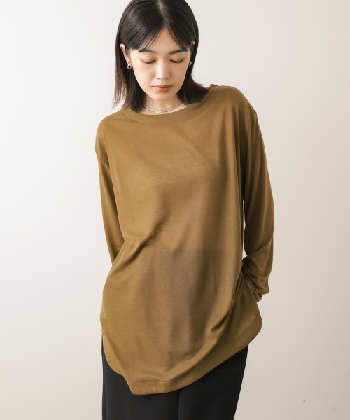Bou Jeloud(ブージュルード)の「シアーカットプルオーバー(Tシャツ/カットソー・レディース・ブラウン/ブラック/オフホワイト/ブルー/オリーブ・FREE)」の1枚目の写真