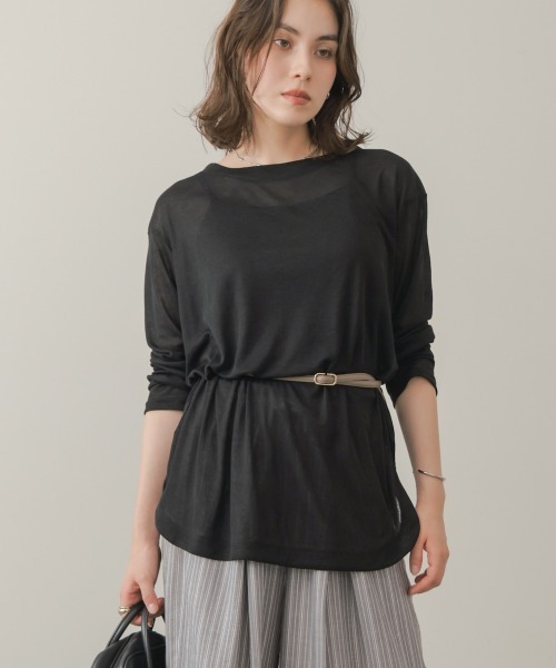 Bou Jeloud(ブージュルード)の「シアーカットプルオーバー(Tシャツ/カットソー・レディース・ブラウン/ブラック/オフホワイト/ブルー/オリーブ・FREE)」の3枚目の写真