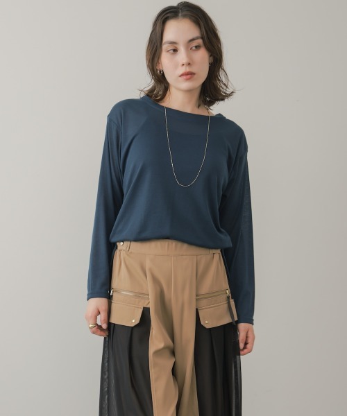 Bou Jeloud(ブージュルード)の「シアーカットプルオーバー(Tシャツ/カットソー・レディース・ブラウン/ブラック/オフホワイト/ブルー/オリーブ・FREE)」の16枚目の写真