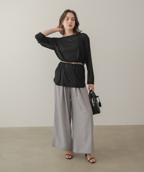 Bou Jeloud(ブージュルード)の「シアーカットプルオーバー(Tシャツ/カットソー・レディース・ブラウン/ブラック/オフホワイト/ブルー/オリーブ・FREE)」の13枚目の写真