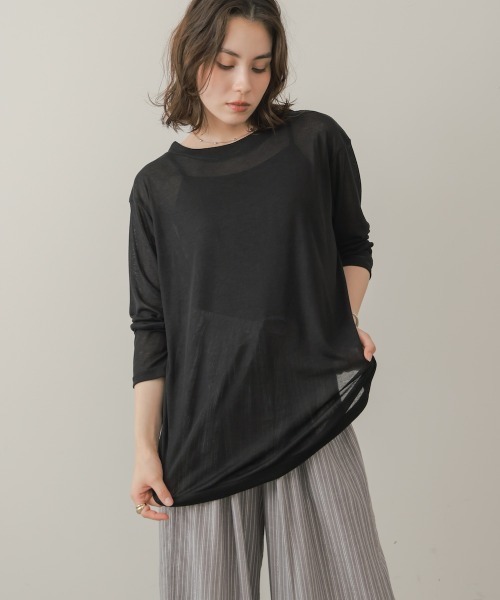 Bou Jeloud(ブージュルード)の「シアーカットプルオーバー(Tシャツ/カットソー・レディース・ブラウン/ブラック/オフホワイト/ブルー/オリーブ・FREE)」の15枚目の写真