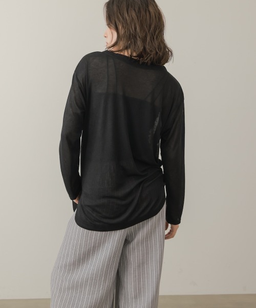 Bou Jeloud(ブージュルード)の「シアーカットプルオーバー(Tシャツ/カットソー・レディース・ブラウン/ブラック/オフホワイト/ブルー/オリーブ・FREE)」の6枚目の写真