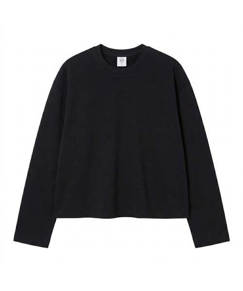 NOMING(ノミング)の「ルーズフィットクロップイージーロングスリーブ - ブラック(Tシャツ/カットソー・レディース・ブラック・SMALL/MEDIUM/LARGE/X-LARGE)」の1枚目の写真