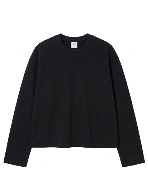 NOMING(ノミング)の「ルーズフィットクロップイージーロングスリーブ - ブラック(Tシャツ/カットソー・レディース・ブラック・SMALL/MEDIUM/LARGE/X-LARGE)」の5枚目の写真