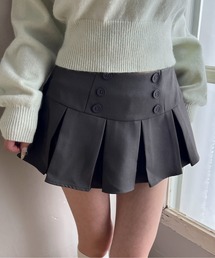 ダブルボタンミニプリーツスカート