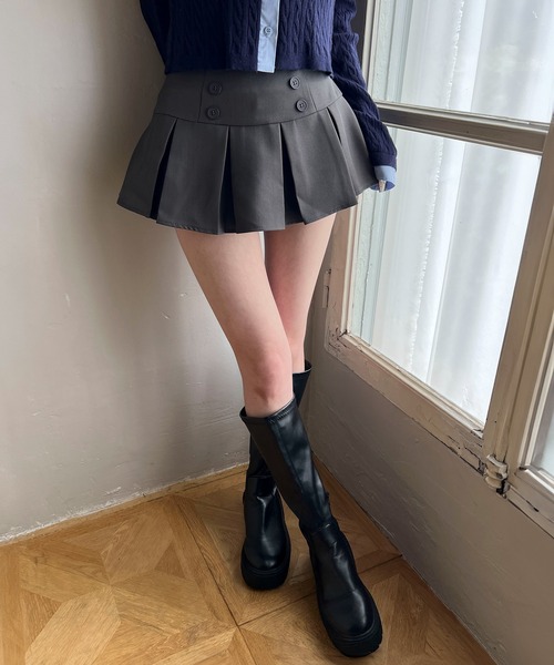 PHILLY(フィリー)の「ダブルボタンミニプリーツスカート(スカート・レディース・ブラック/グレー・FREE)」の18枚目の写真