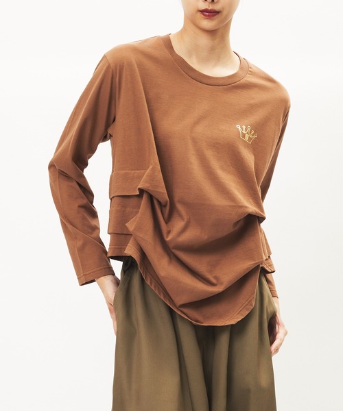 gomme(ゴム)の「サイドタックT(Tシャツ/カットソー・レディース・ホワイト/チャコールグレー/ブラウン/ブラック・MEDIUM)」の4枚目の写真