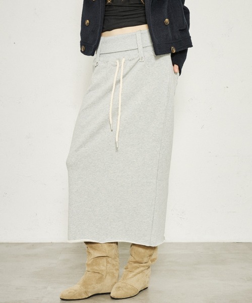 FTW(エフティダブリュー)の「WAIST RIB LONG SKIRT(スカート・レディース・グレー/ネイビー/ブラック・MEDIUM/SMALL)」の2枚目の写真