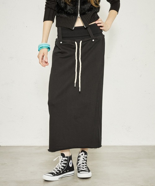 FTW(エフティダブリュー)の「WAIST RIB LONG SKIRT(スカート・レディース・グレー/ネイビー/ブラック・MEDIUM/SMALL)」の1枚目の写真