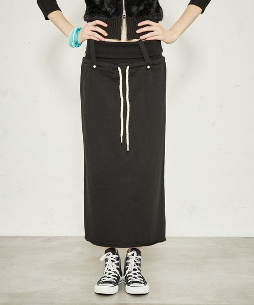 FTW(エフティダブリュー)の「WAIST RIB LONG SKIRT(スカート・レディース・グレー/ネイビー/ブラック・MEDIUM/SMALL)」の4枚目の写真