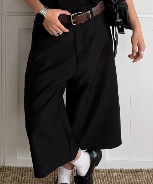 ampm(エーエムピーエム)の「ワイドパンツ ピンストライプ ガウチョパンツ ハイウエスト クロップドパンツ(その他パンツ・レディース・ブラック/グレー・S/M)」の10枚目の写真